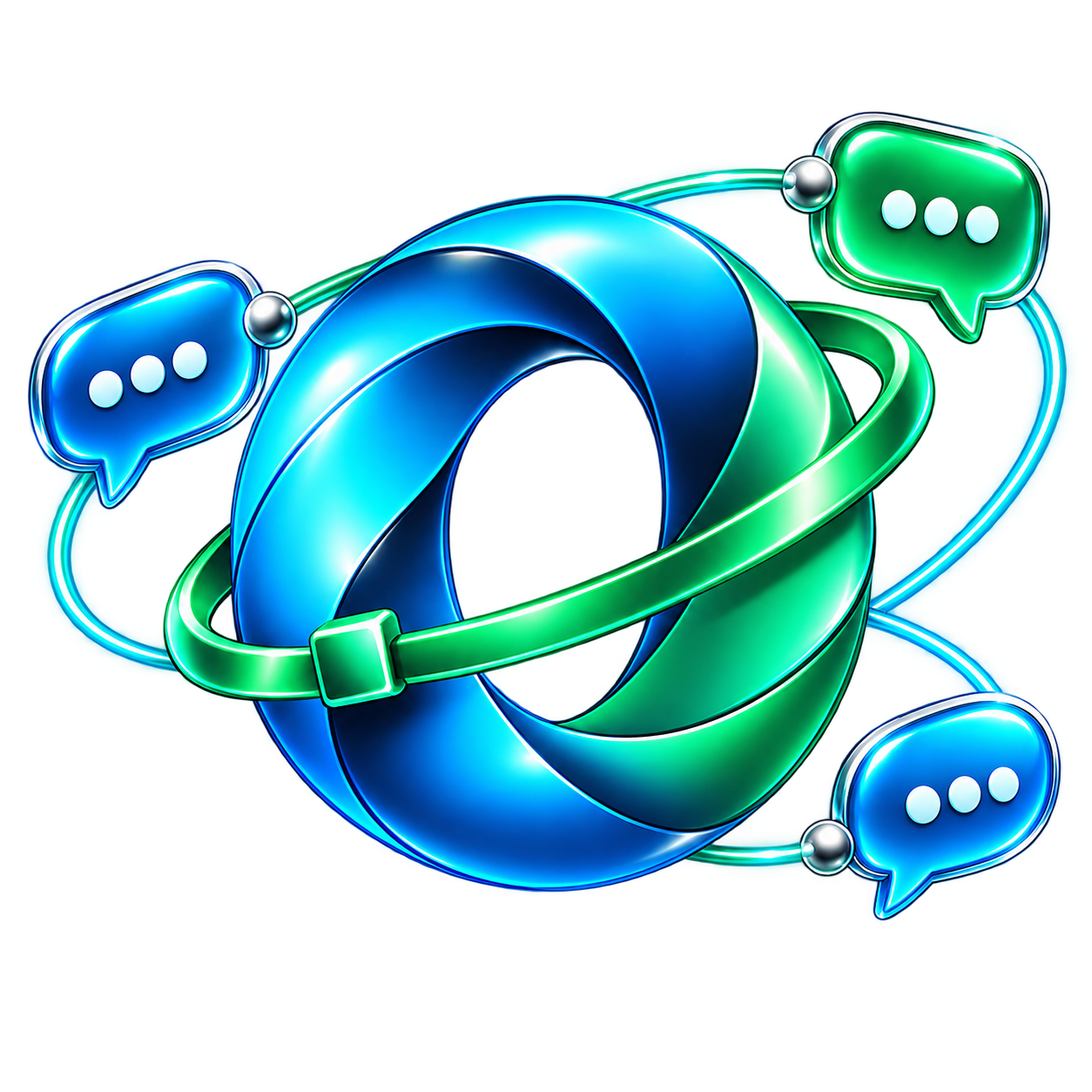Orbyt Commons logo: an orbit ring with three speech-bubble satellites